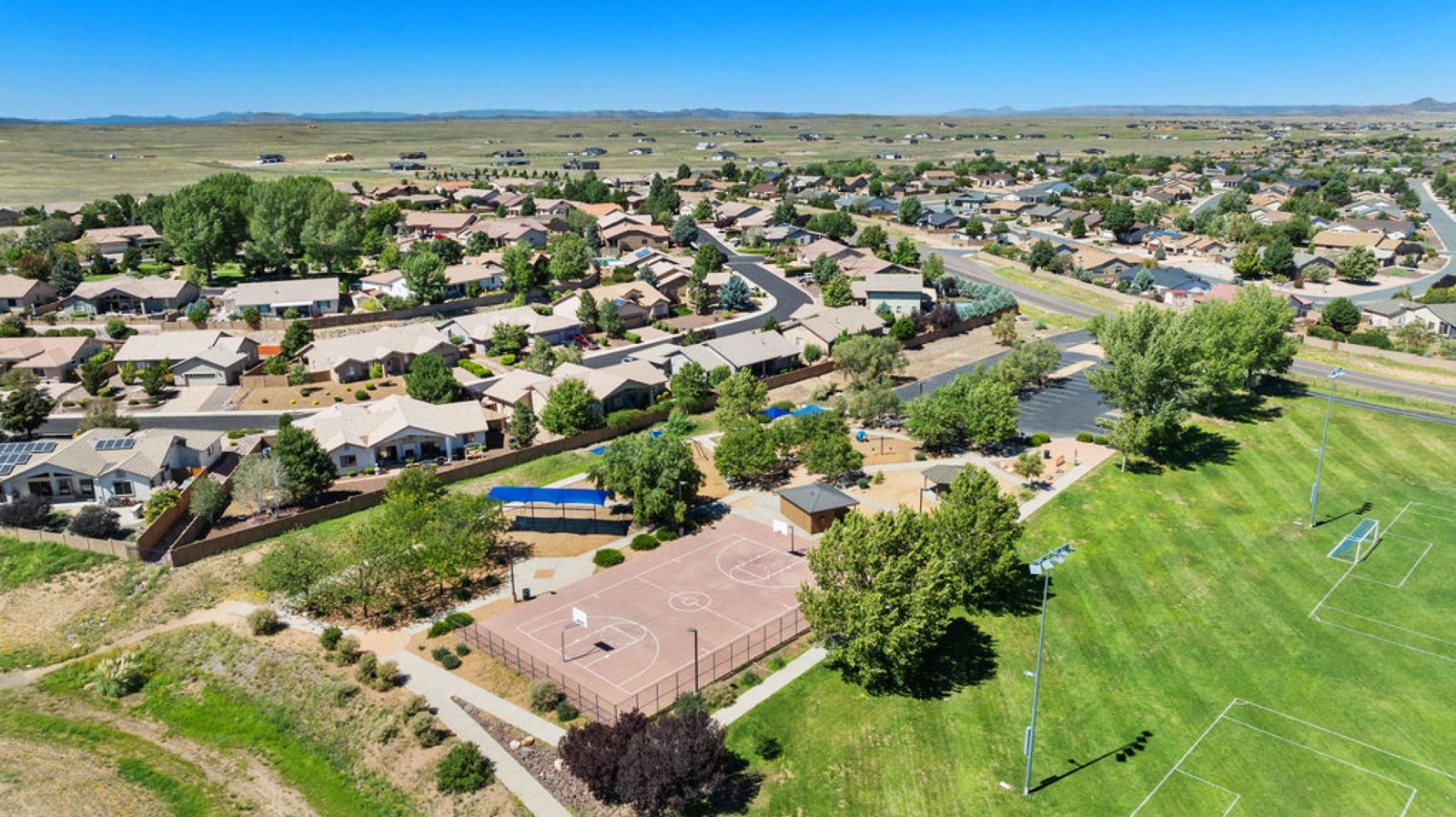 Aerial view of the Viewpoint neighborhood and park, Prescott Valley AZ